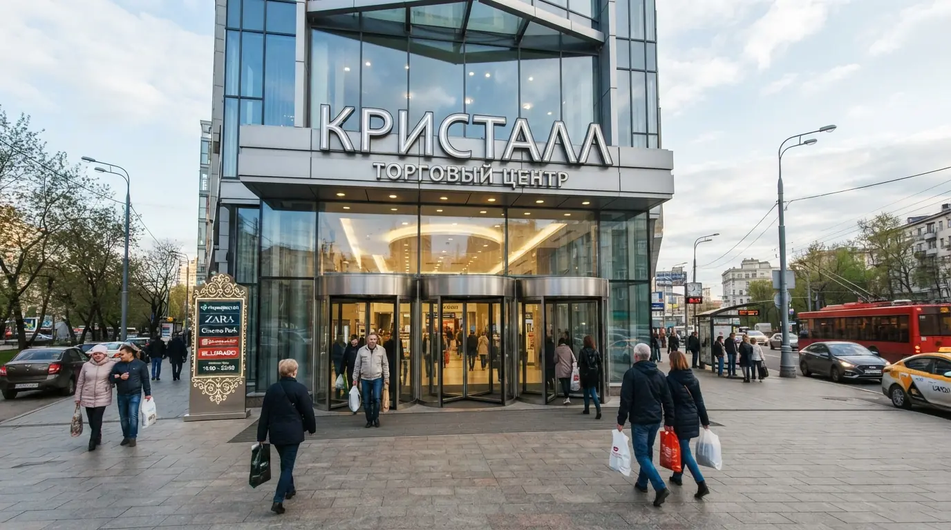 Автоматические раздвижные двери в торговом центре
