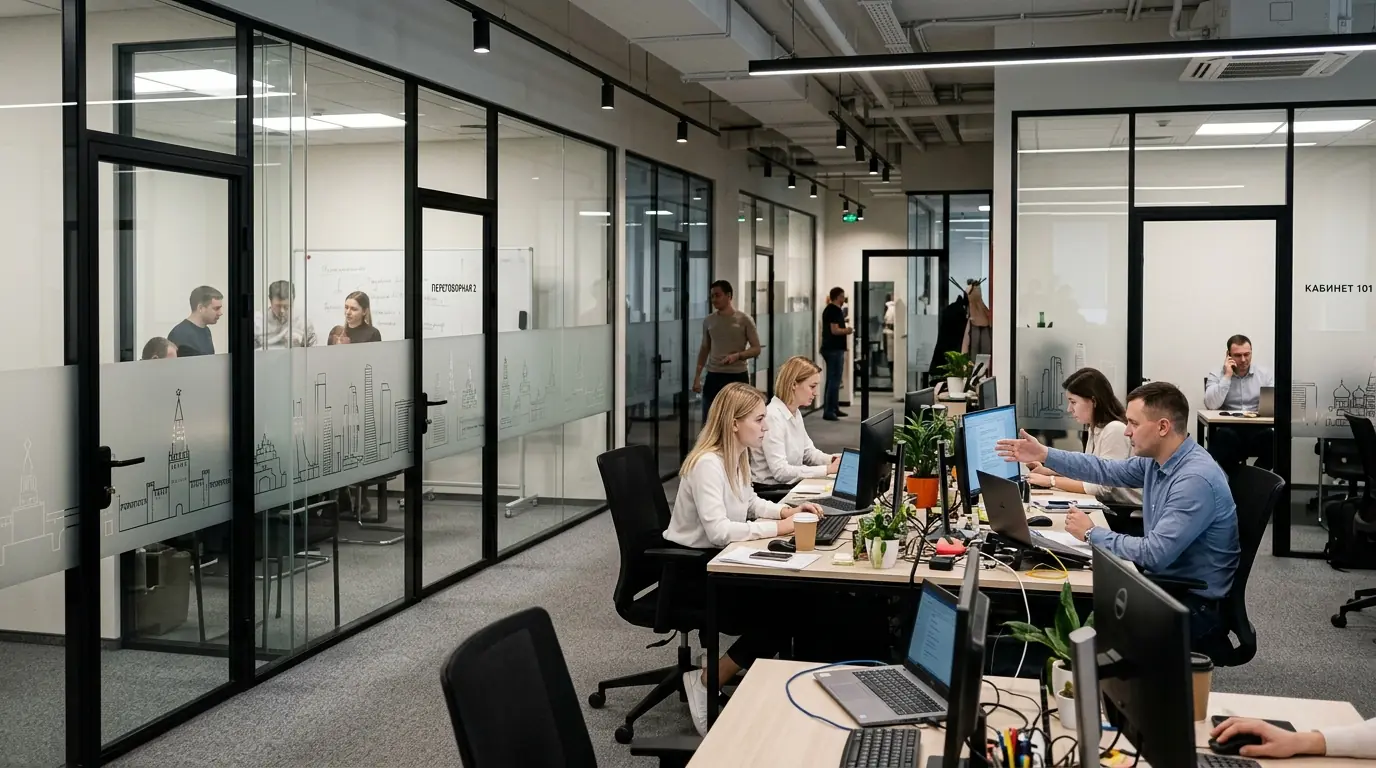 Мобильная раздвижная перегородка в open space